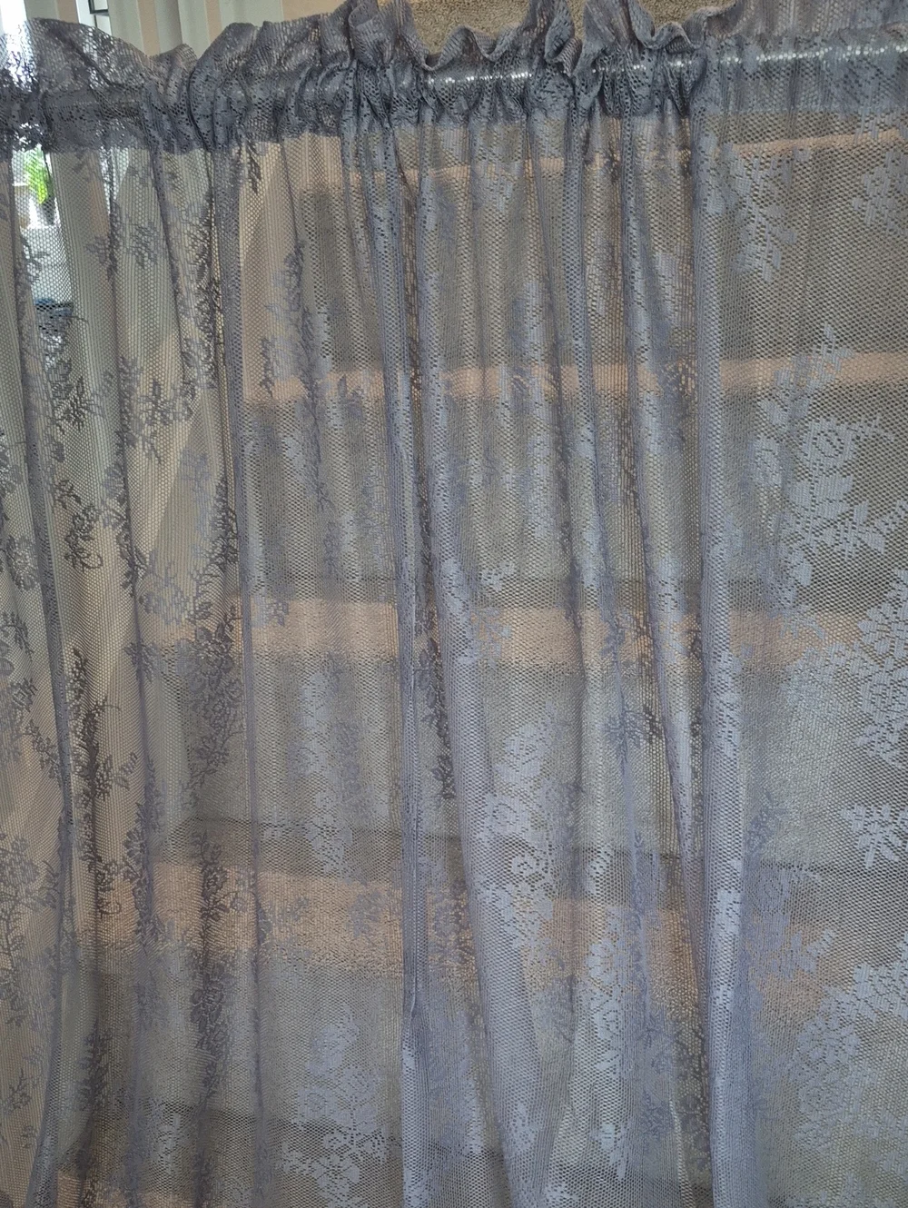 UrbanLotus Silvery Gray Sheer Lace Curtain Panel 56x96